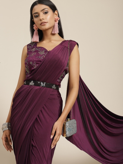 

Grancy Burgundy Ready to Wear Saree