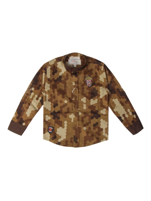

Dapper dudes Boys Green Printed Casual Shirt