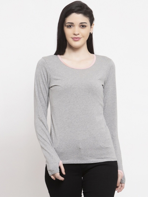 

UnaOne Women Grey Cotton T-shirt