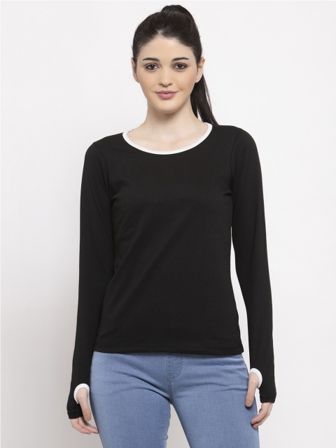 

UnaOne Women Black Cotton T-shirt