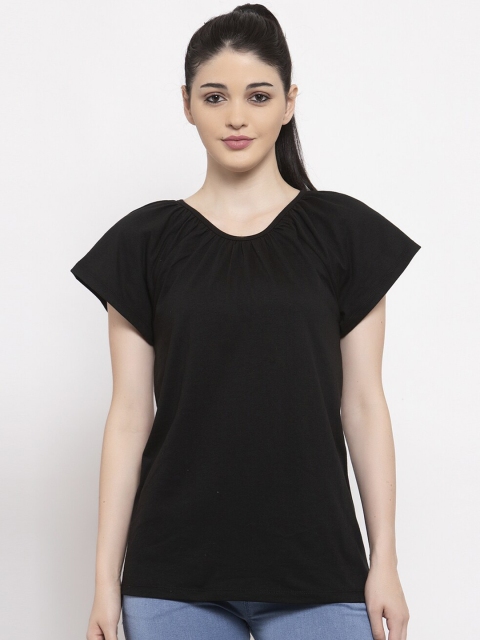 

UnaOne Women Black Extended Sleeves T-shirt