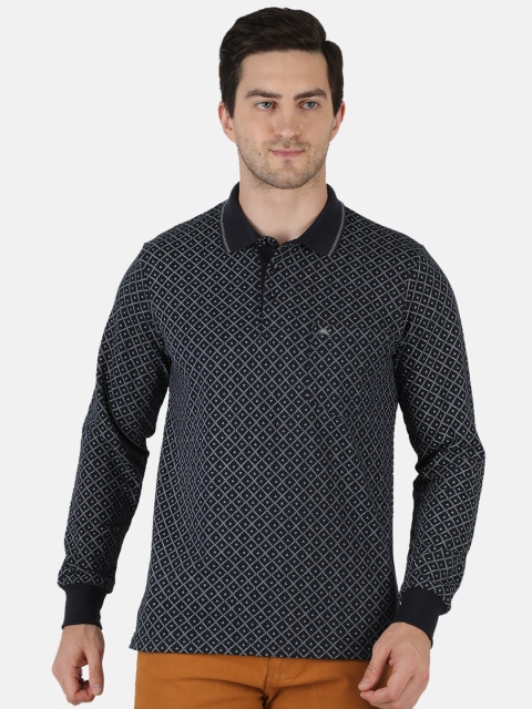 

Monte Carlo Men Navy Blue & White Printed Polo Collar Pockets T-shirt