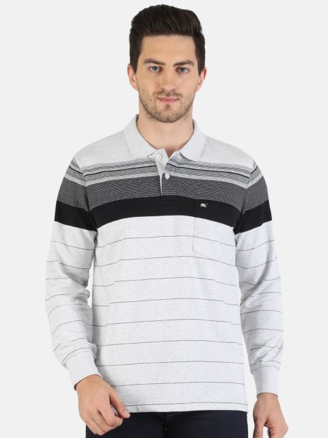 

Monte Carlo Men Multicoloured Striped Polo Collar Pockets T-shirt, Multi