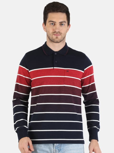 

Monte Carlo Men Multicoloured Striped Polo Collar Pockets T-shirt, Multi