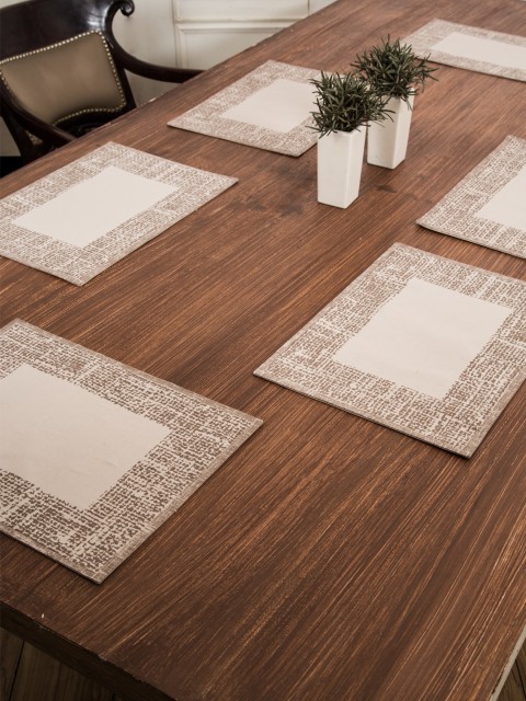 

MASPAR Beige Printed Set of 6 Table Mats with Napkins