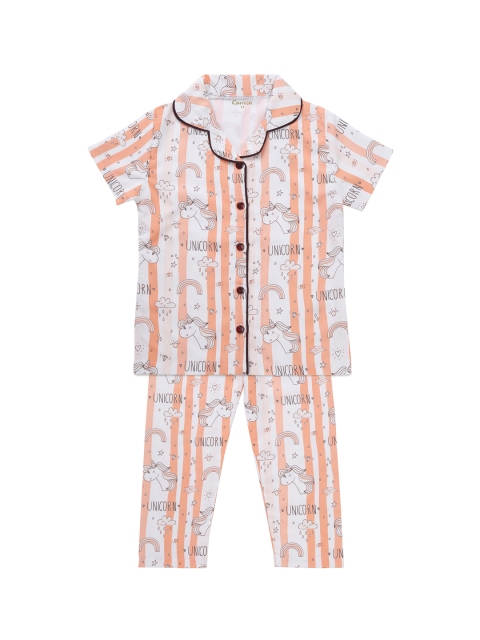 

Kanvin Girls Orange & White Printed Night Suits