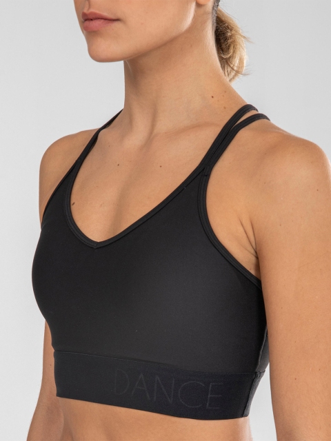 

Domyos By Decathlon Black Lightly Padded Rapid Dry Styled Back Seamless Dance Bra