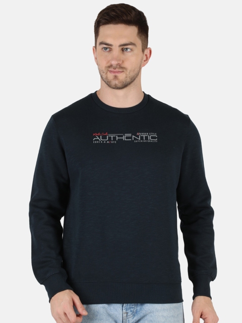 

Monte Carlo Men Navy Blue Printed Cotton Sweatshirt