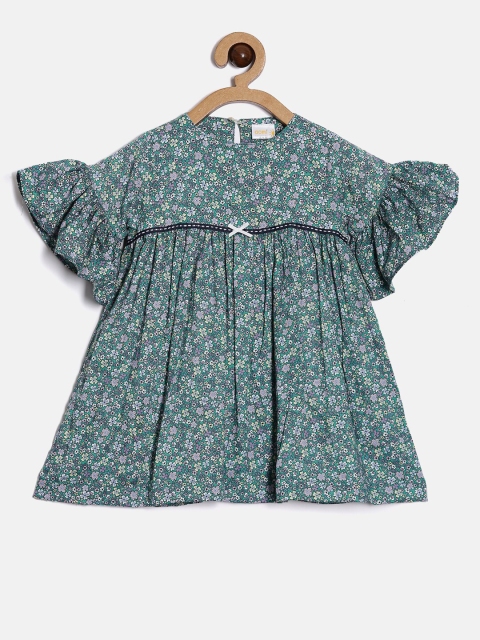 

Aomi Girls Blue Floral A-Line Dress