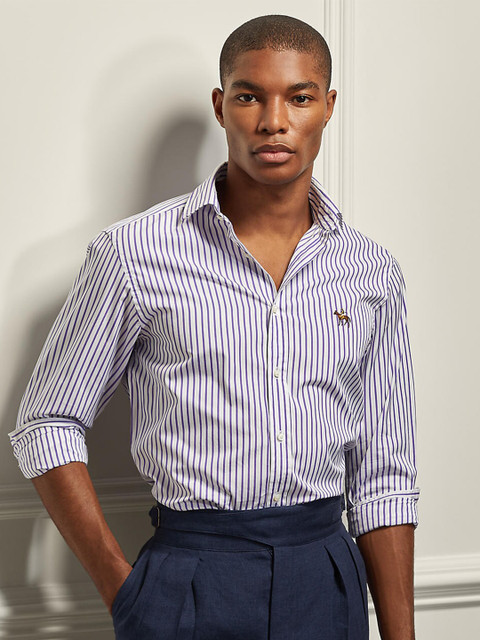 

Polo Ralph Lauren Men Purple Comfort Striped Casual Shirt