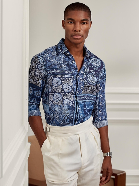 

Polo Ralph Lauren Men Navy Blue Regular Fit Comfort Printed Cotton Casual Shirt