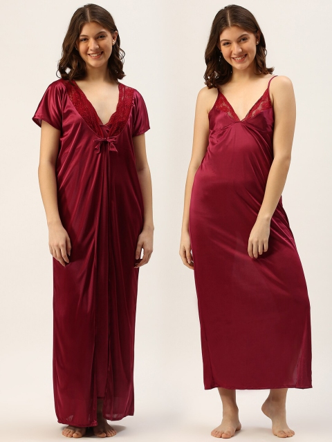 

TRUNDZ Maroon Maxi Nightdress