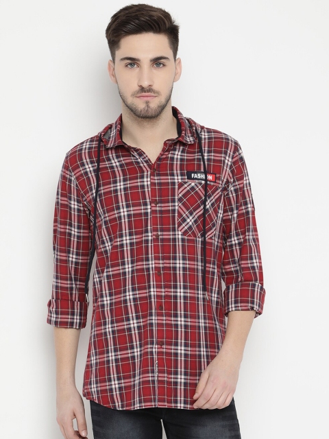 

V2 Value & Variety Men Maroon Tartan Checks Checked Cotton Casual Shirt