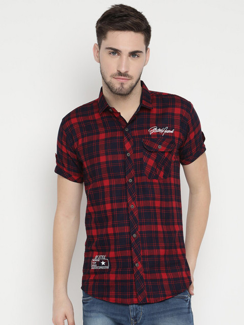 

V2 Value & Variety Men Red Tartan Checks Checked Casual Shirt