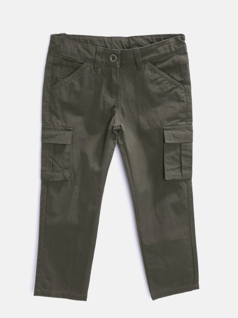 

YK Girls Olive Brown Cargo Trousers