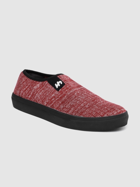 

Flatheads Men Red Textured Bamboo Fibre Antibacterial Regular Slip-On Sneakers