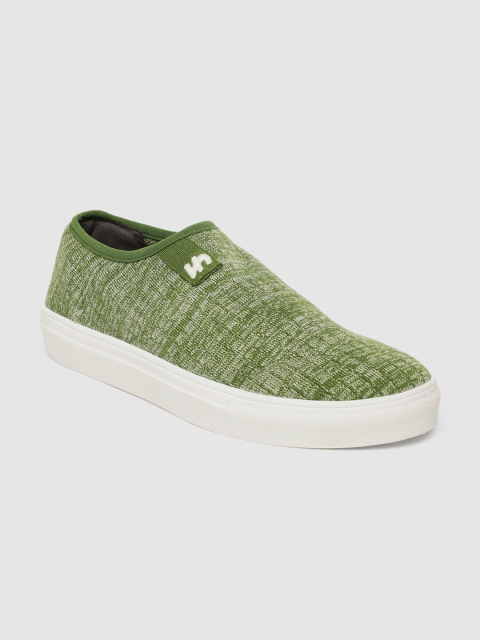 

Flatheads Men Green Textured Bamboo Fibre Antibacterial Regular Slip-On Sneakers