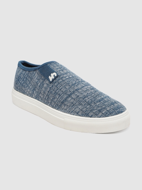 

Flatheads Men Blue Textured Bamboo Fibre Antibacterial Regular Slip-On Sneakers