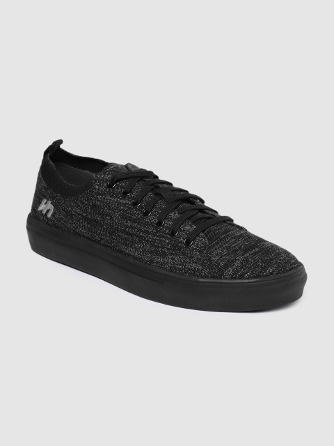 

Flatheads Men Black Textured Bamboo Fibre Antibacterial Regular Sneakers
