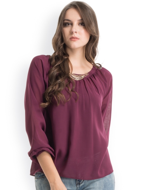 

Kazo Women Purple Sheer Top