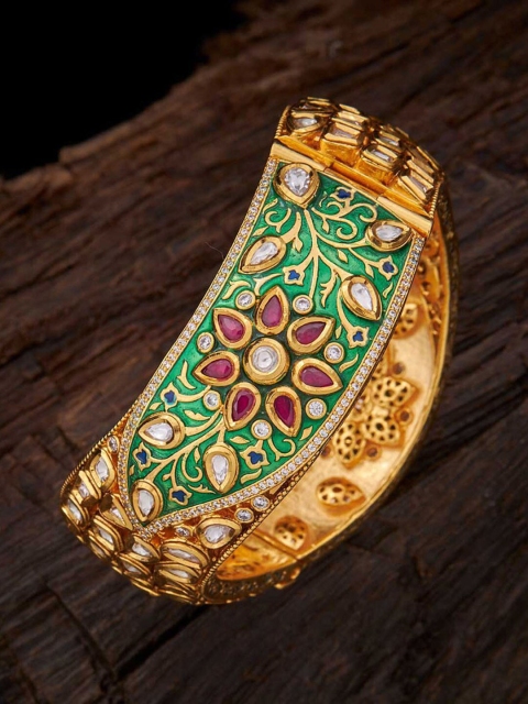 

Kushal's Fashion Jewellery Gold-Plated Kundan-studded Kada