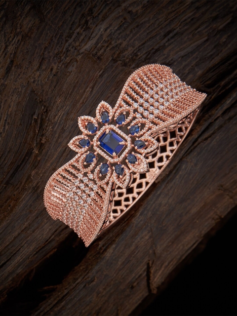 

Kushal's Fashion Jewellery Woman Rose Gold-Plated Blue Stone-Studded Bangle