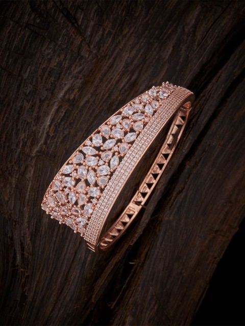 

Kushal's Fashion Jewellery Rose Gold-Plated Marquise-Cut & Pear Zircon Embellished Bangle