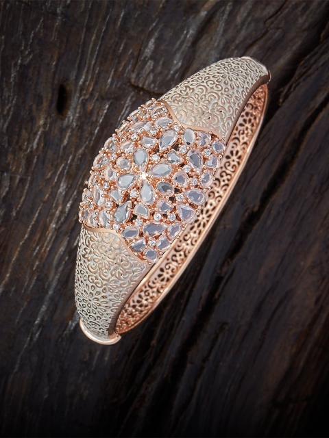 

Kushal's Fashion Jewellery Rose Gold-Plated & White Stone Studded Bangle