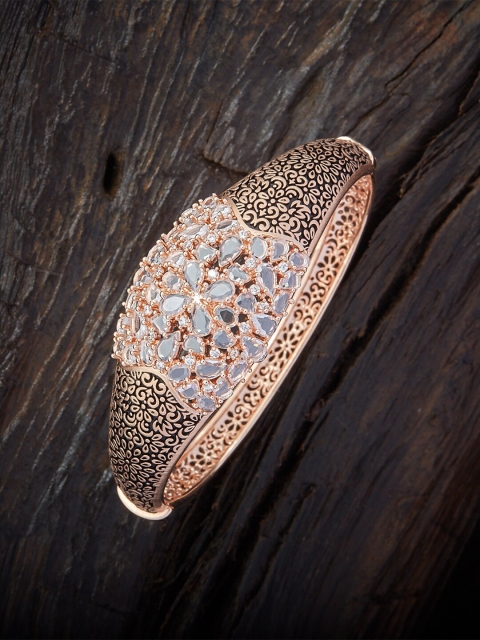 

Kushal's Fashion Jewellery Rose Gold-Plated White & Black CZ-Studded Bangle