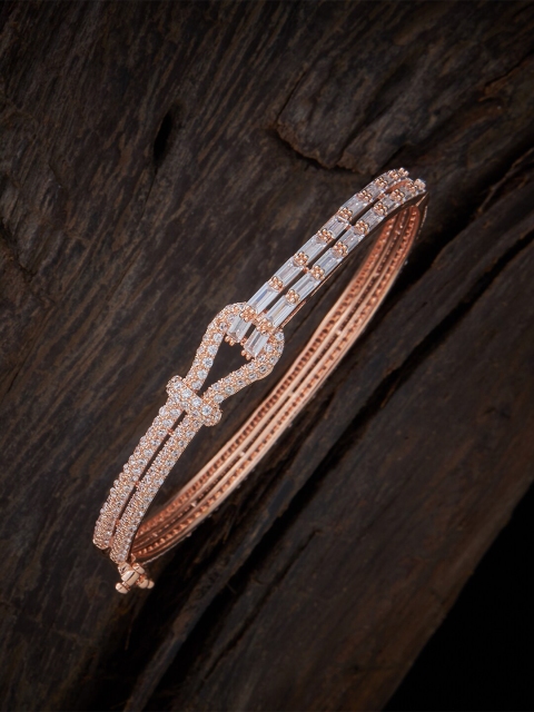 

Kushal's Fashion Jewellery Rose Gold-Plated & White Stone Studded Bangle