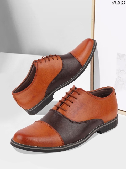 

FAUSTO Men Tan Solid Formal Oxfords