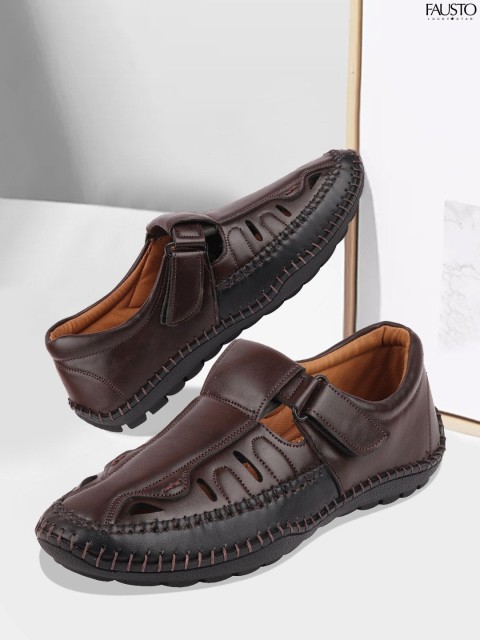 

FAUSTO Men Brown PU Fisherman Sandals
