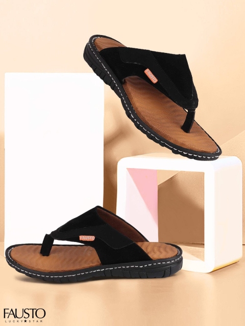 

FAUSTO Men Black & Tan Slip-On