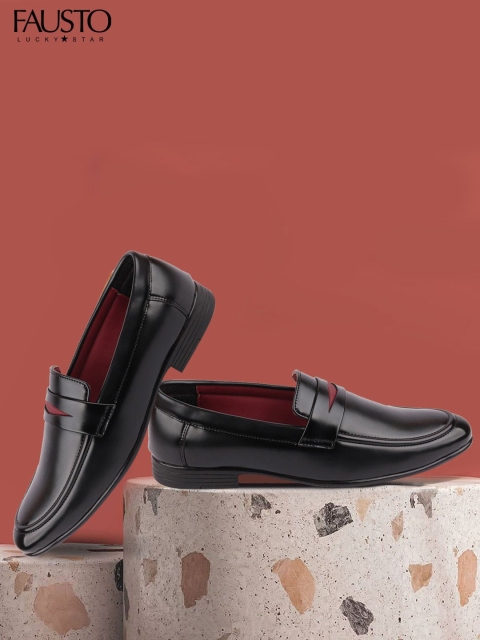 

FAUSTO Men Black Solid Formal Loafers