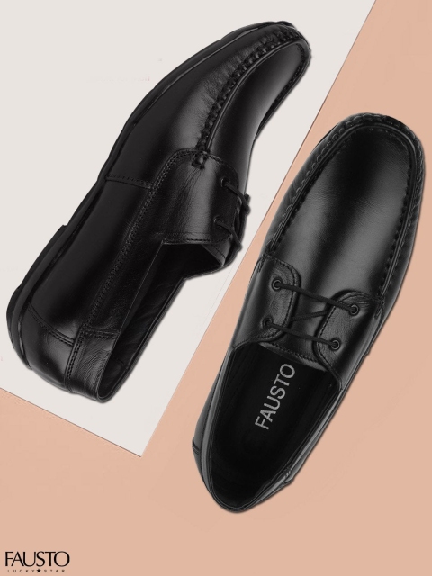 

FAUSTO Men Black Textured Leather Formal Loafer