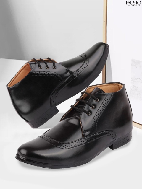 

FAUSTO Men Black Formal Lace-Up Boots