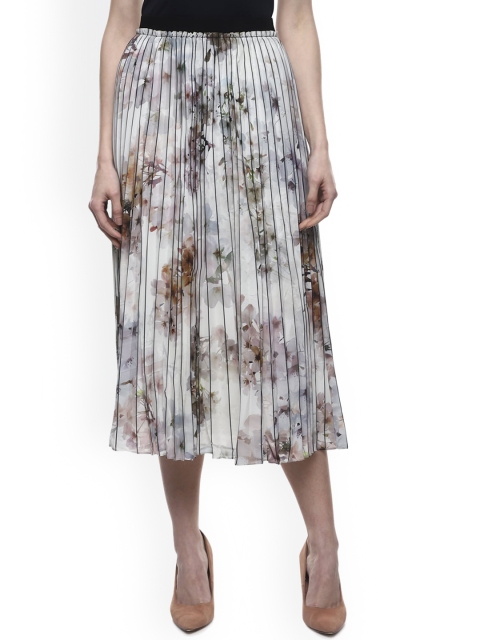 

Ted Baker Women White Printed Pleated Midi Skirt