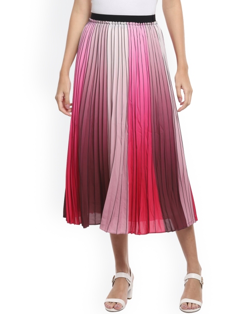 

Ted Baker Women Pink Solid Pleated Flared Midi Skirt