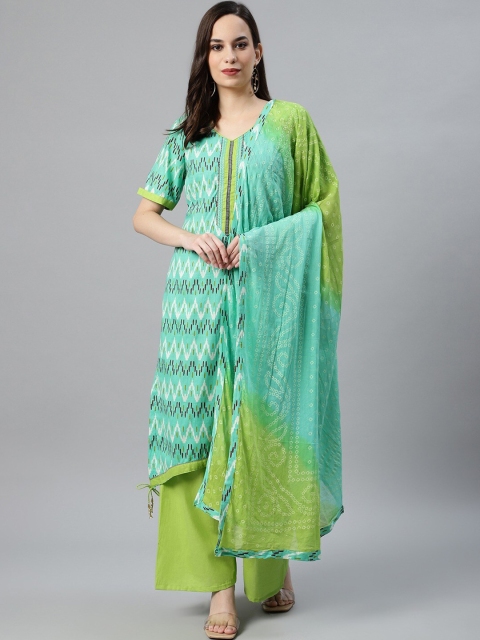

Chhabra 555 Women Green Printed Kurta with Palazzos & With Dupatta