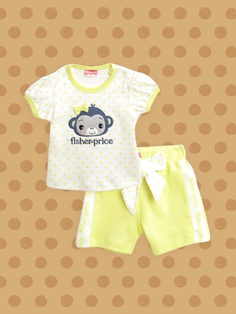 

Fisher Price X Moms Love Infant Girls White & Lime Green Polka Dot Cotton Clothing Set