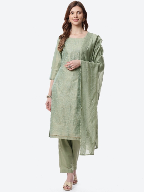 

Meena Bazaar Green Embroidered Unstitched Dress Material