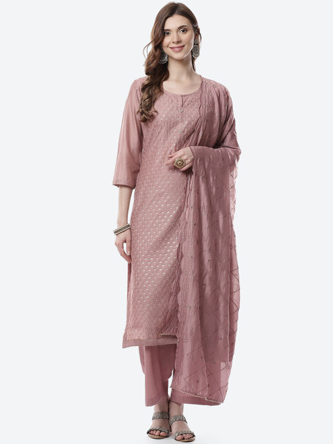

Meena Bazaar Pink Embroidered Unstitched Dress Material