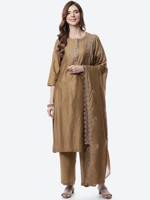 

Meena Bazaar Women Bronze Printed Unstitched Dress Material