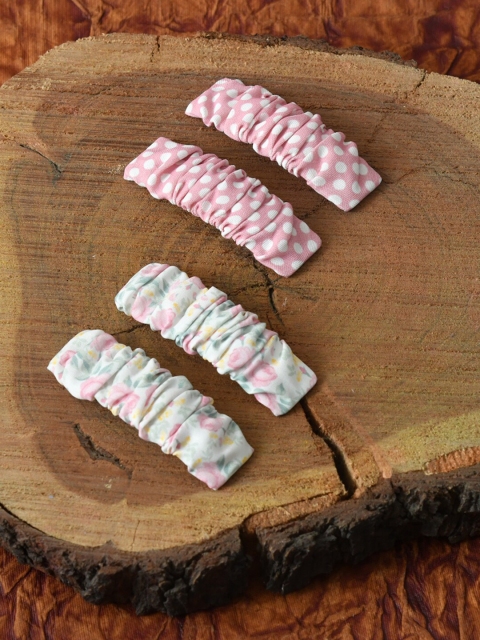 

FUNKRAFTS Girls Set of 4 Pink & White Tic Tac Hair Clip
