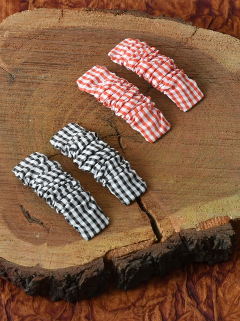 

FUNKRAFTS Girls Red & Black Set of 4 Checked Tic Tac Hair Clips