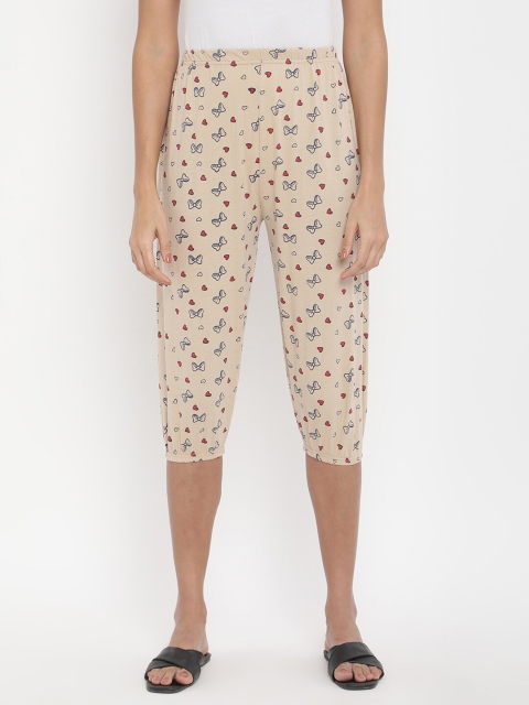 

V2 Value & Variety Women Grey Melange Printed Lounge Capris, Beige