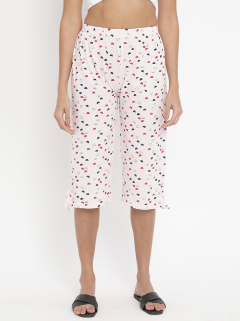 

V2 Value & Variety Women Pink & Red Abstract Printed Cotton Capris