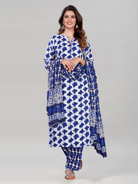 

KALINI Women White Floral Printed Kurta with Palazzos & With Dupatta