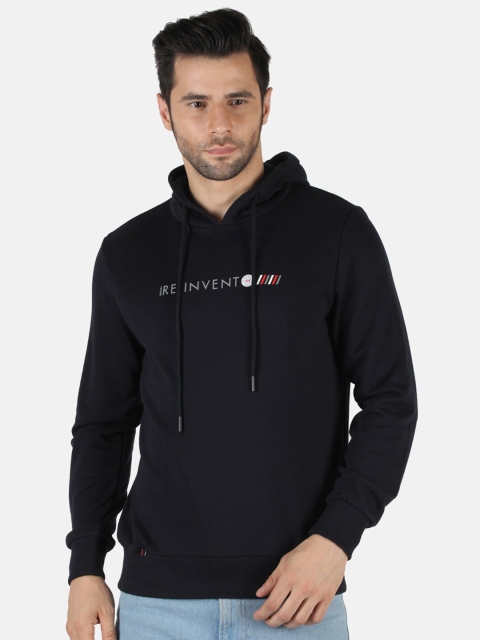 

Monte Carlo Men Navy Blue & Grey Printed Hooded Sweatshirt