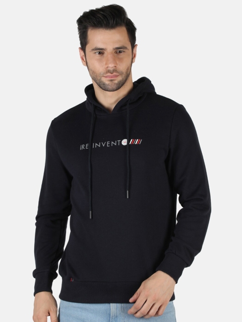 

Monte Carlo Men Navy Blue Printed Hooded Sweatshirt